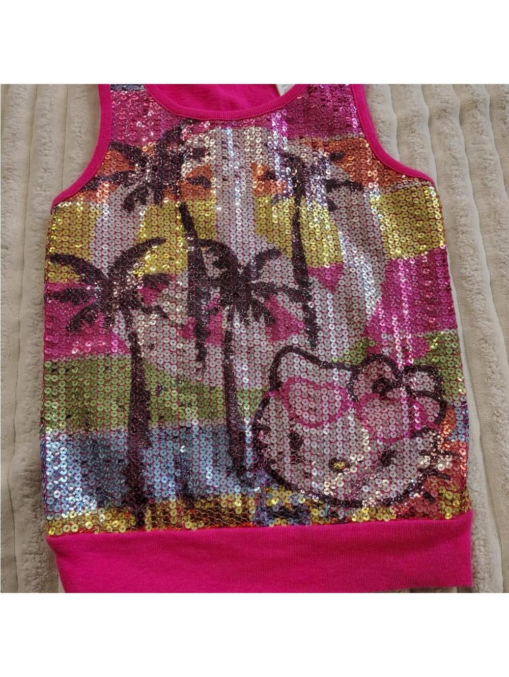 Hello Kitty Sequin Sleeveless Tank Top Girls Size 7/8